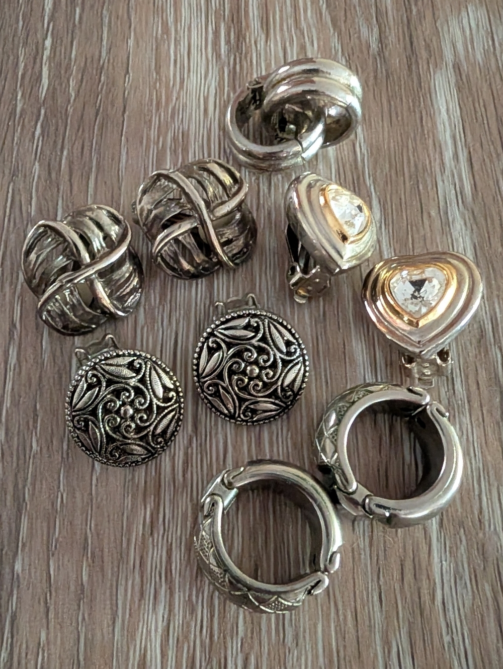 Mixed Silver-Tone Clip Earrings Set - Assorted Designs